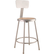 NPS® 24" Heavy Duty Steel Stool with Backrest, Surface Color: Masonite Wood, Frame Color: Grey