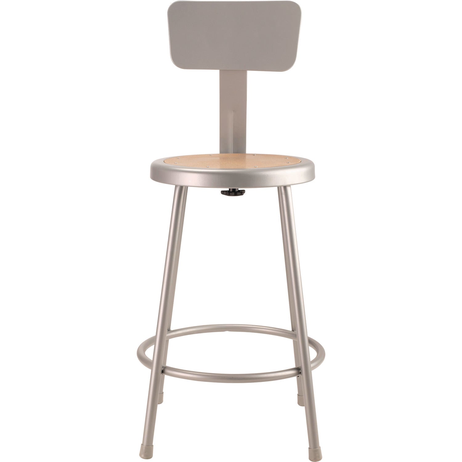 NPS® 24" Heavy Duty Steel Stool with Backrest, Surface Color: Masonite Wood, Frame Color: Grey