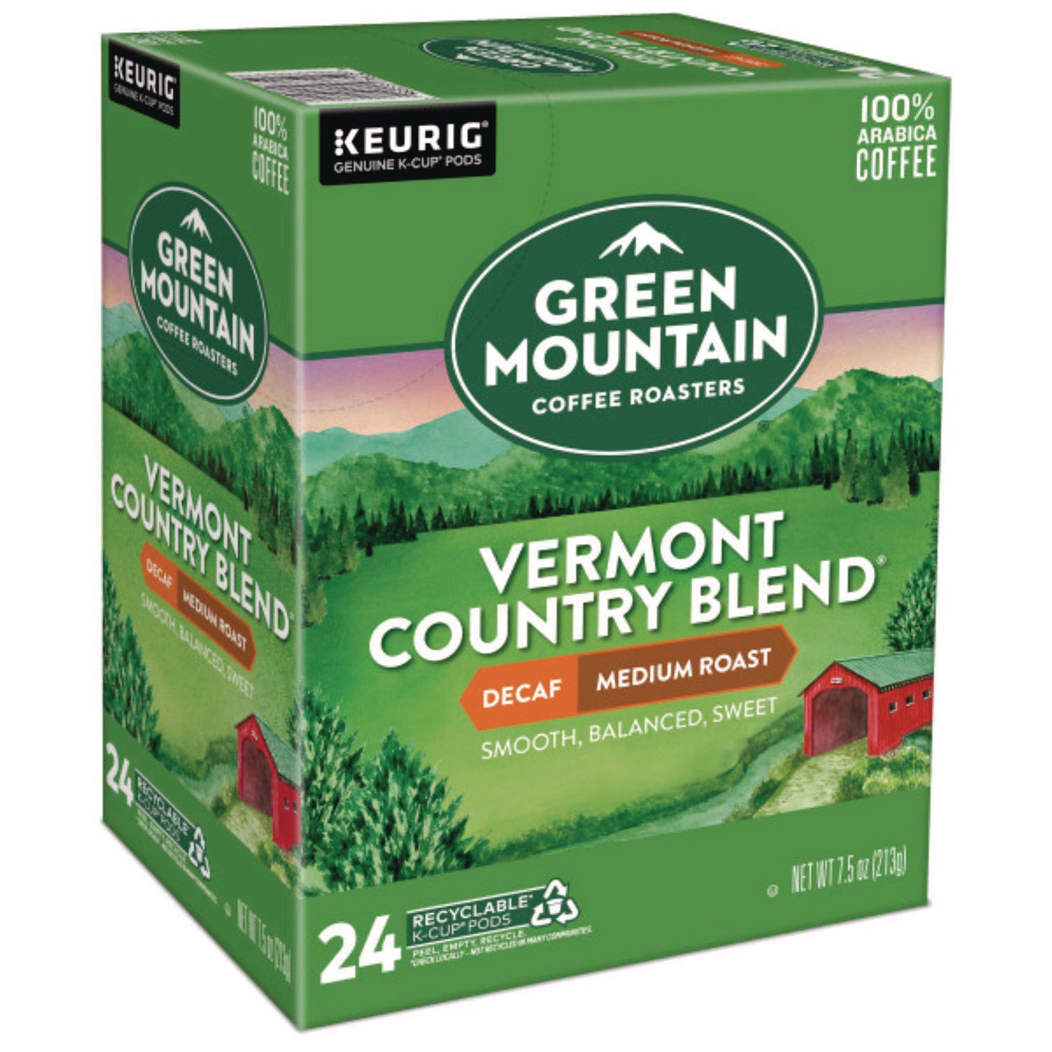 Green Mountain Coffee Roasters&reg; K-Cup Vermont Country Blend Decaf Coffee - Compatible with Keurig Brewer - Medium - K-Cup - Decaffeinated - 24 / Box