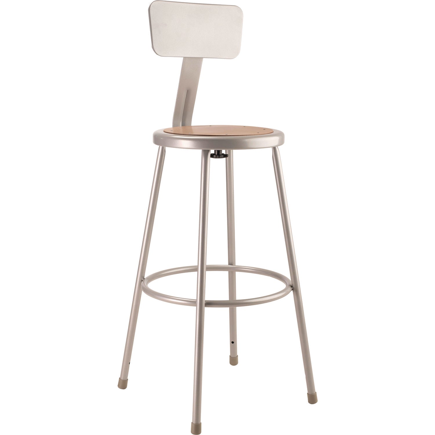 NPS® 30" Heavy Duty Steel Stool with Backrest, Surface Color: Masonite Wood, Frame Color: Grey
