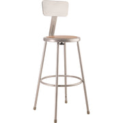 NPS® 30" Heavy Duty Steel Stool with Backrest, Surface Color: Masonite Wood, Frame Color: Grey