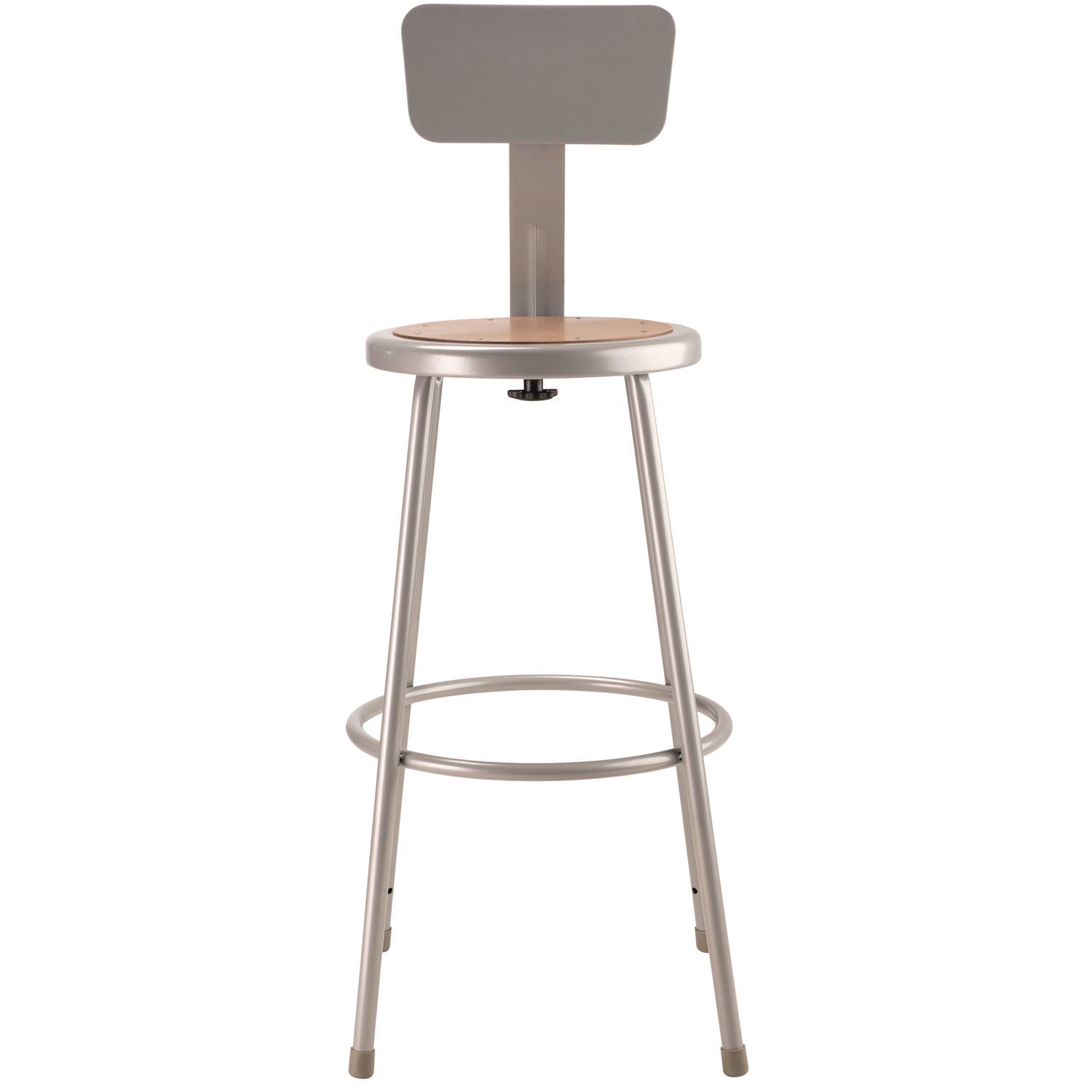 NPS® 30" Heavy Duty Steel Stool with Backrest, Surface Color: Masonite Wood, Frame Color: Grey