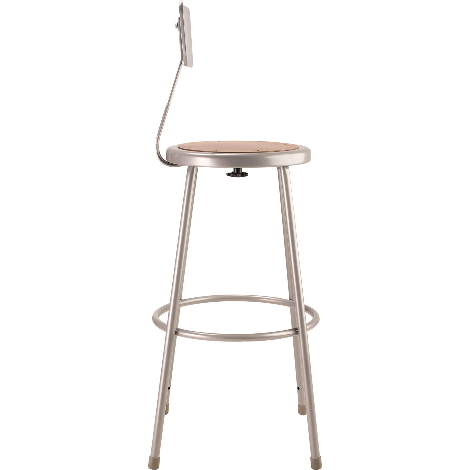 NPS® 30" Heavy Duty Steel Stool with Backrest, Surface Color: Masonite Wood, Frame Color: Grey