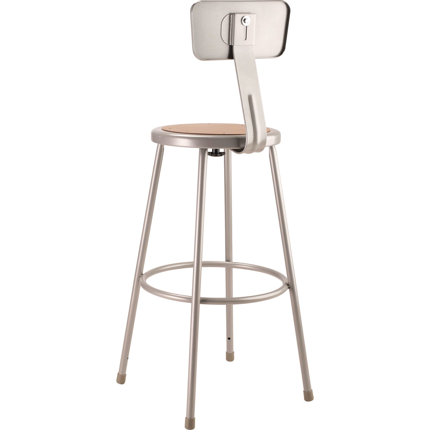 NPS® 30" Heavy Duty Steel Stool with Backrest, Surface Color: Masonite Wood, Frame Color: Grey