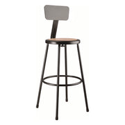 NPS® 30" Heavy Duty Steel Stool with Backrest, Surface Color: Masonite Wood, Frame Color: Black