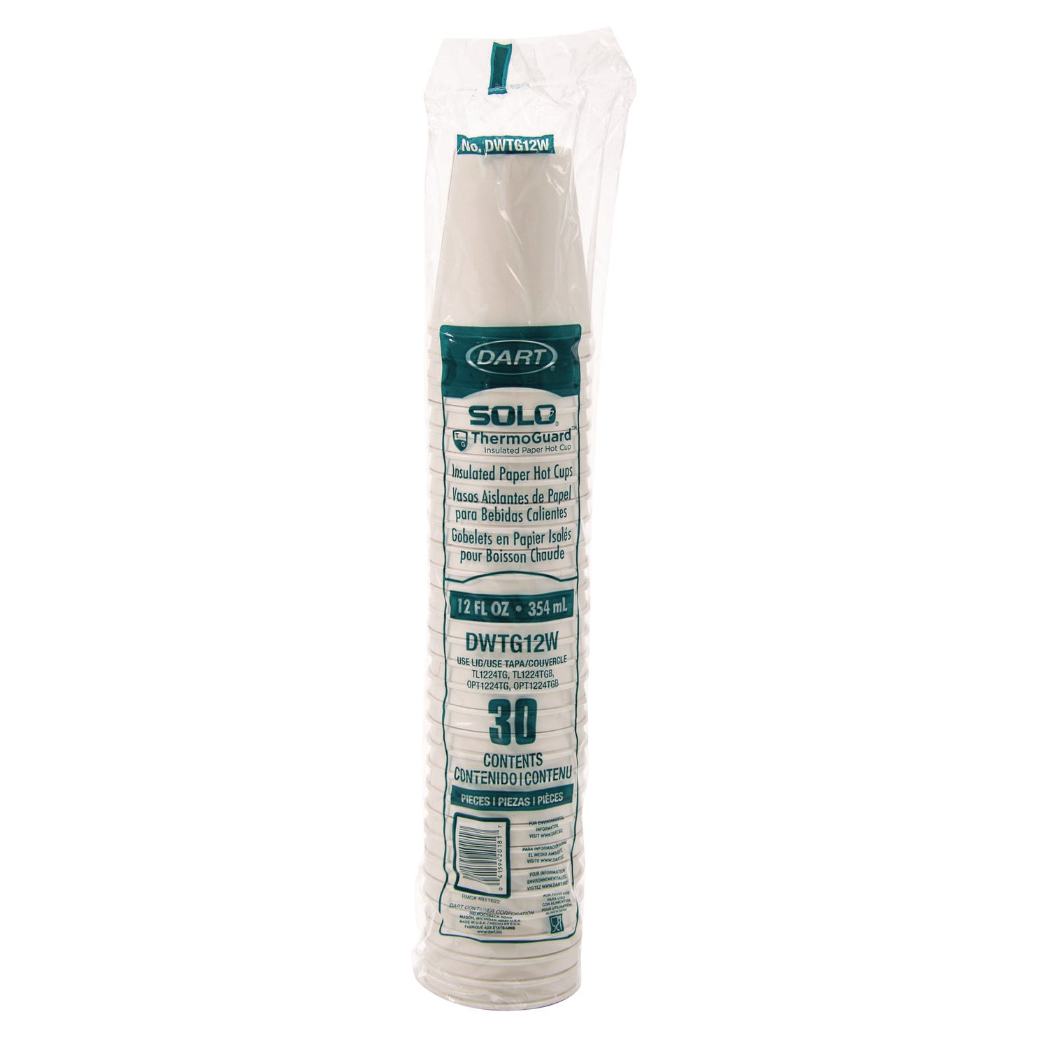 Thermoguard Insulated Paper Hot Cups, 12 oz, White Sustainable Forest Design, 600/Carton
