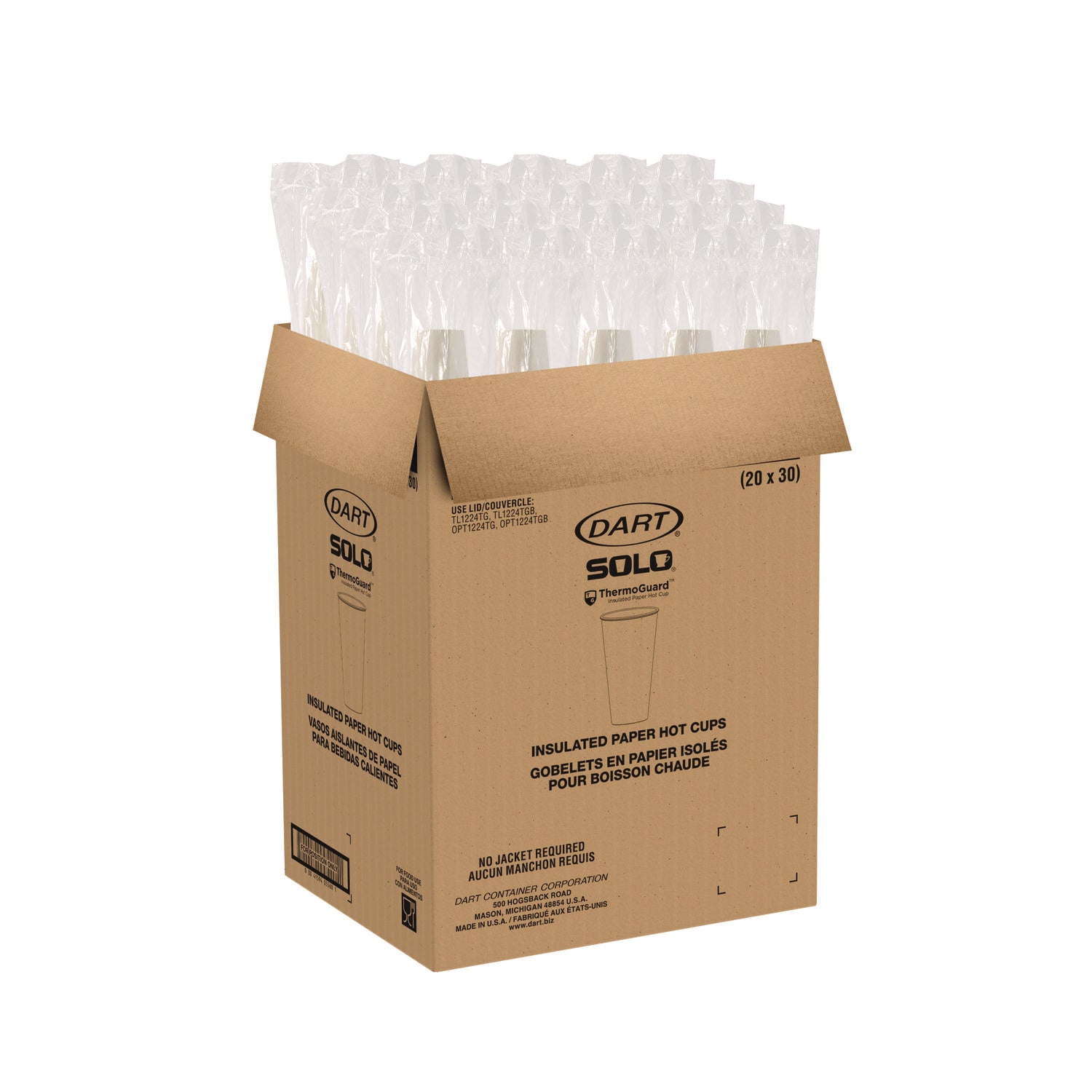 Thermoguard Insulated Paper Hot Cups, 20 oz, White Sustainable Forest Design, 600/Carton