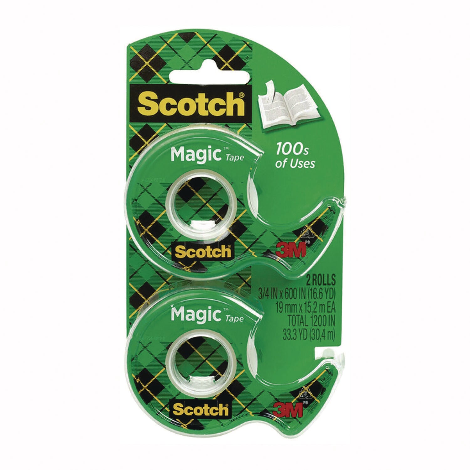 Magic Tape in Handheld Dispenser, 1" Core, 0.75" x 50 ft, Clear, 2/Pack