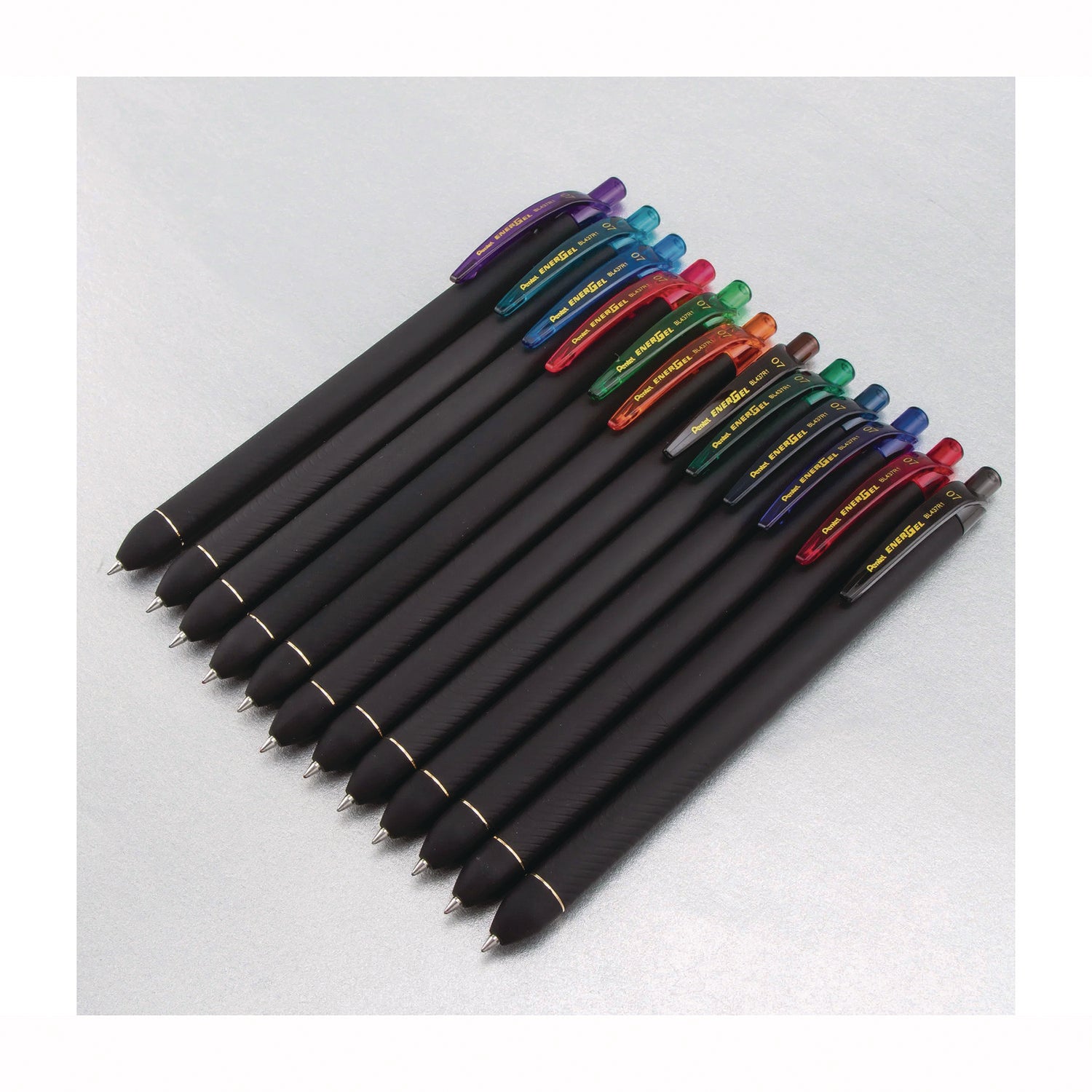 0.7 mm Pen Point - Retractable - Assorted Ink - Liquid Gel Ink - Rubberized Barrel - 12 / Pack