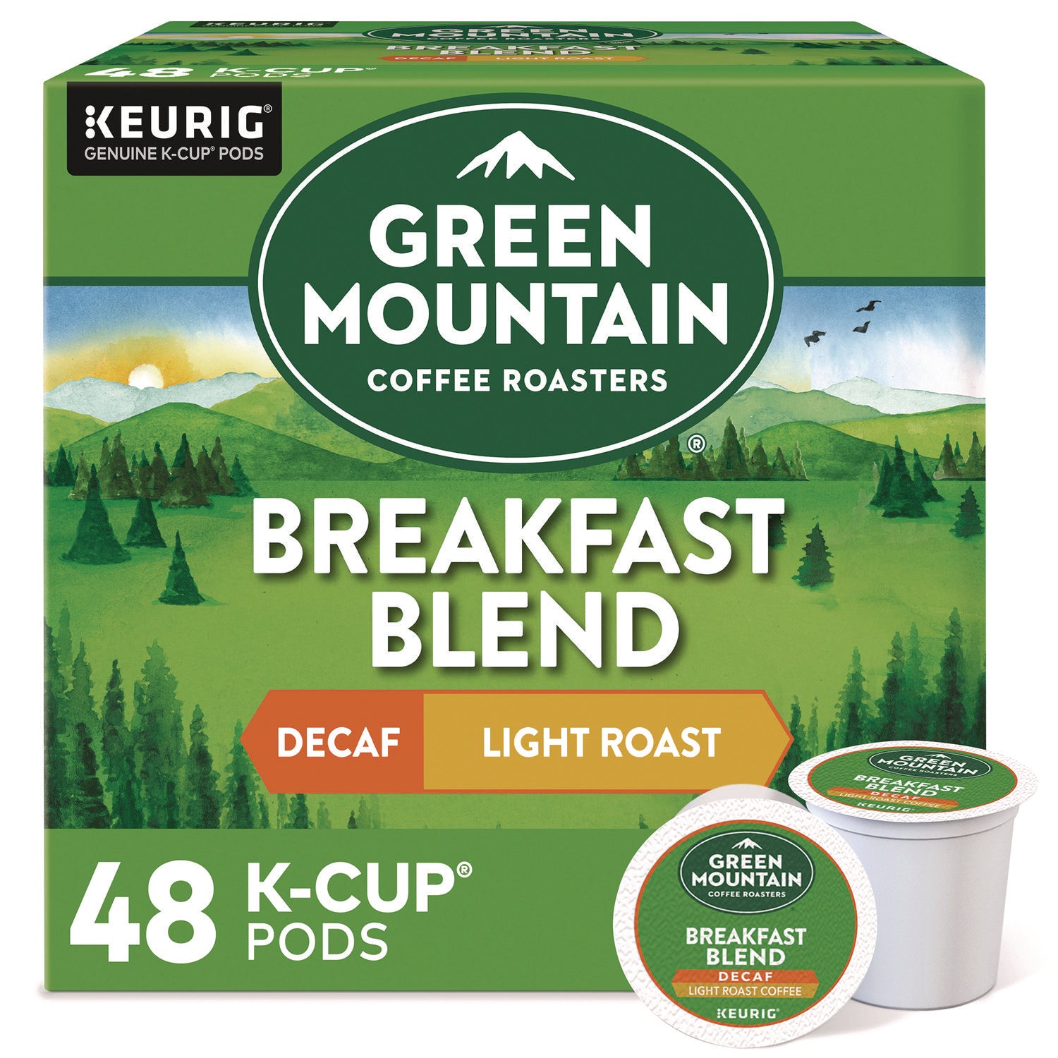 Breakfast Blend Decaf Coffee K-Cups, 48/Box