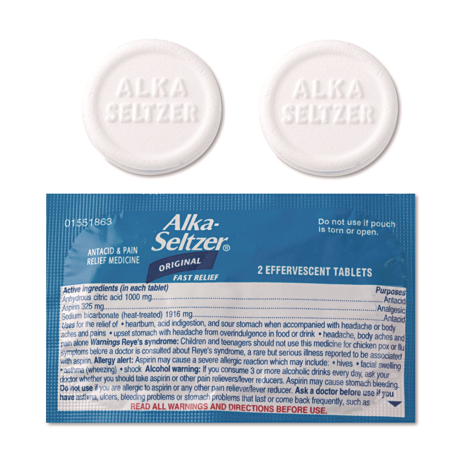 Buffered Aspirin (NSAID) Tablets, 2/Pack, 30 Packs/Box