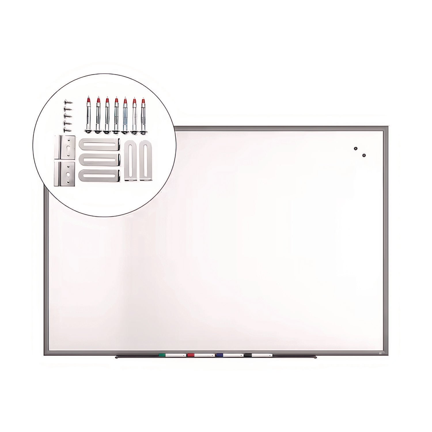 Magnetic Porcelain Dry Erase Board, 72" x 48", White Surface, Gray/Natural Aluminum Frame