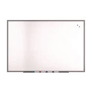 Magnetic Porcelain Dry Erase Board, 72" x 48", White Surface, Gray/Natural Aluminum Frame