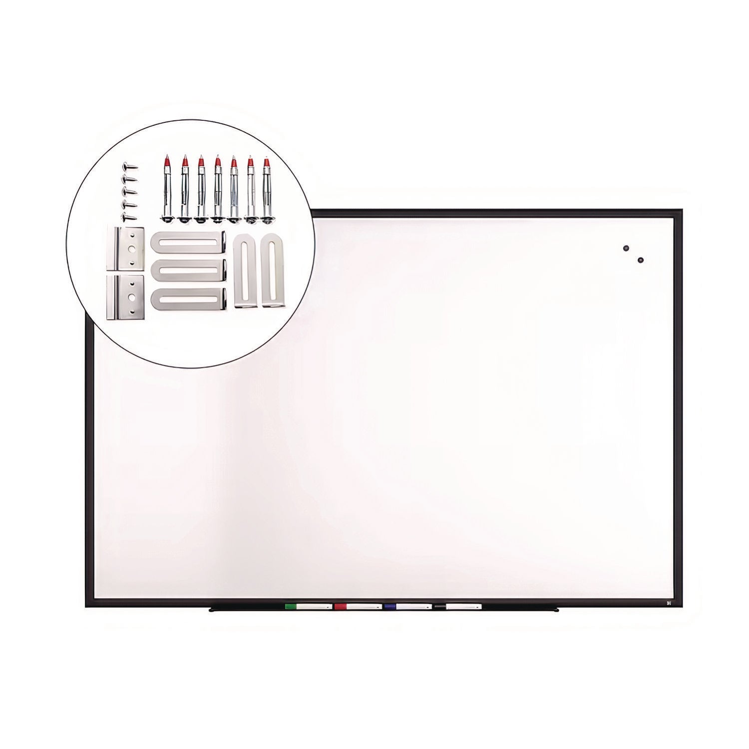 Magnetic Porcelain Dry Erase Board, 72" x 48", White Surface, Black Aluminum Frame