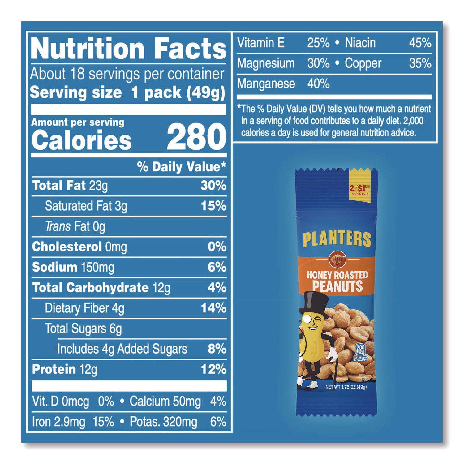 Green Rabbit Snack Box - Cholesterol-free - Honey Roast Peanut - 1.75 oz - 18/Box - 36 / Carton