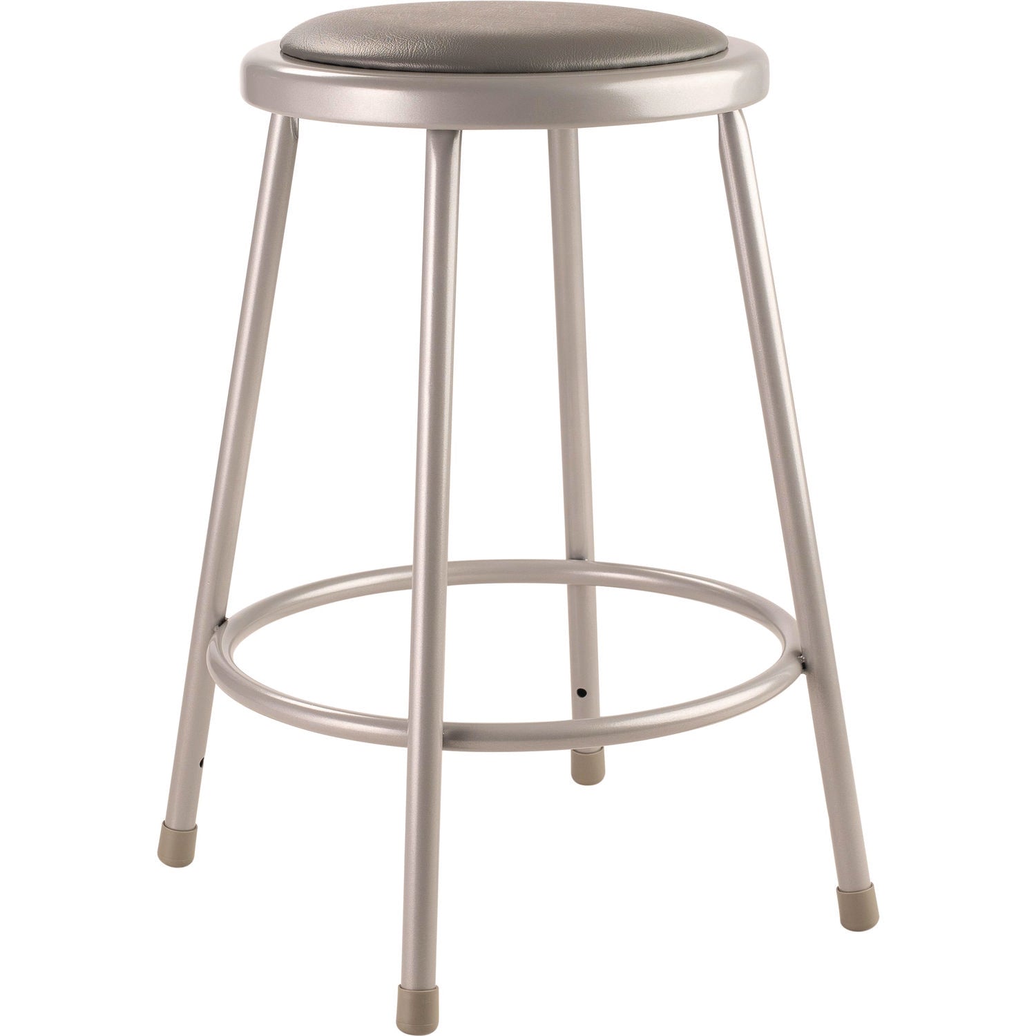 NPS® 24" Heavy Duty Vinyl Padded Steel Stool, Surface Color: Grey, Frame Color: Grey