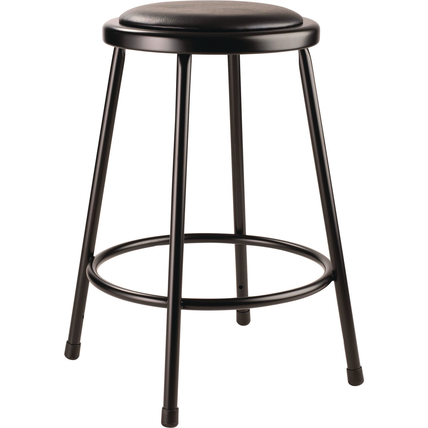 NPS® 24" Heavy Duty Vinyl Padded Steel Stool, Surface Color: Black, Frame Color: Black