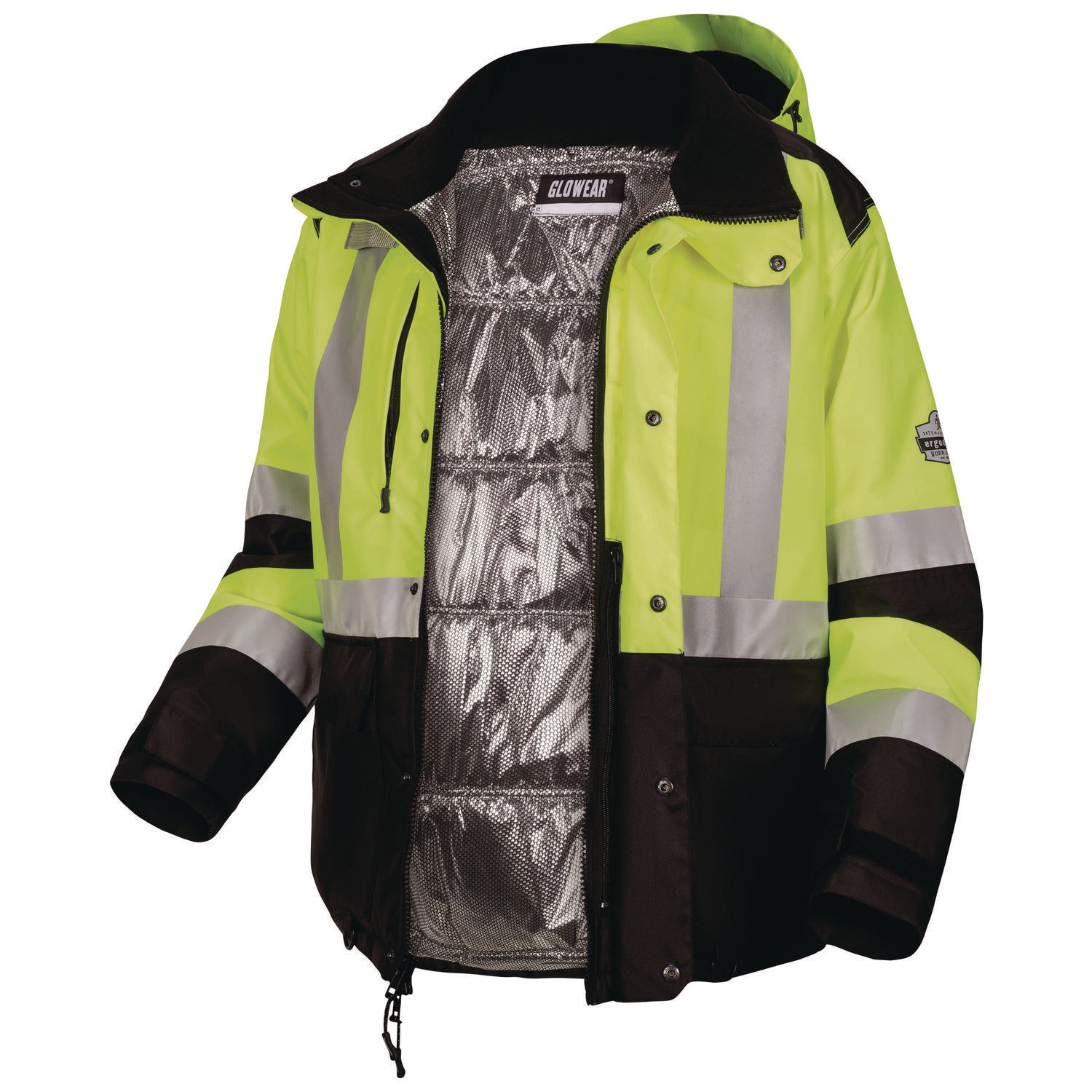GloWear Class 3 Hi-Vis Winter Jacket with AmpliFIRE Heat Reflective Lining, Small, Lime