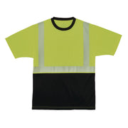 GloWear 8280BK Class 2 Performance T-Shirt with Black Bottom, X-Small, Lime