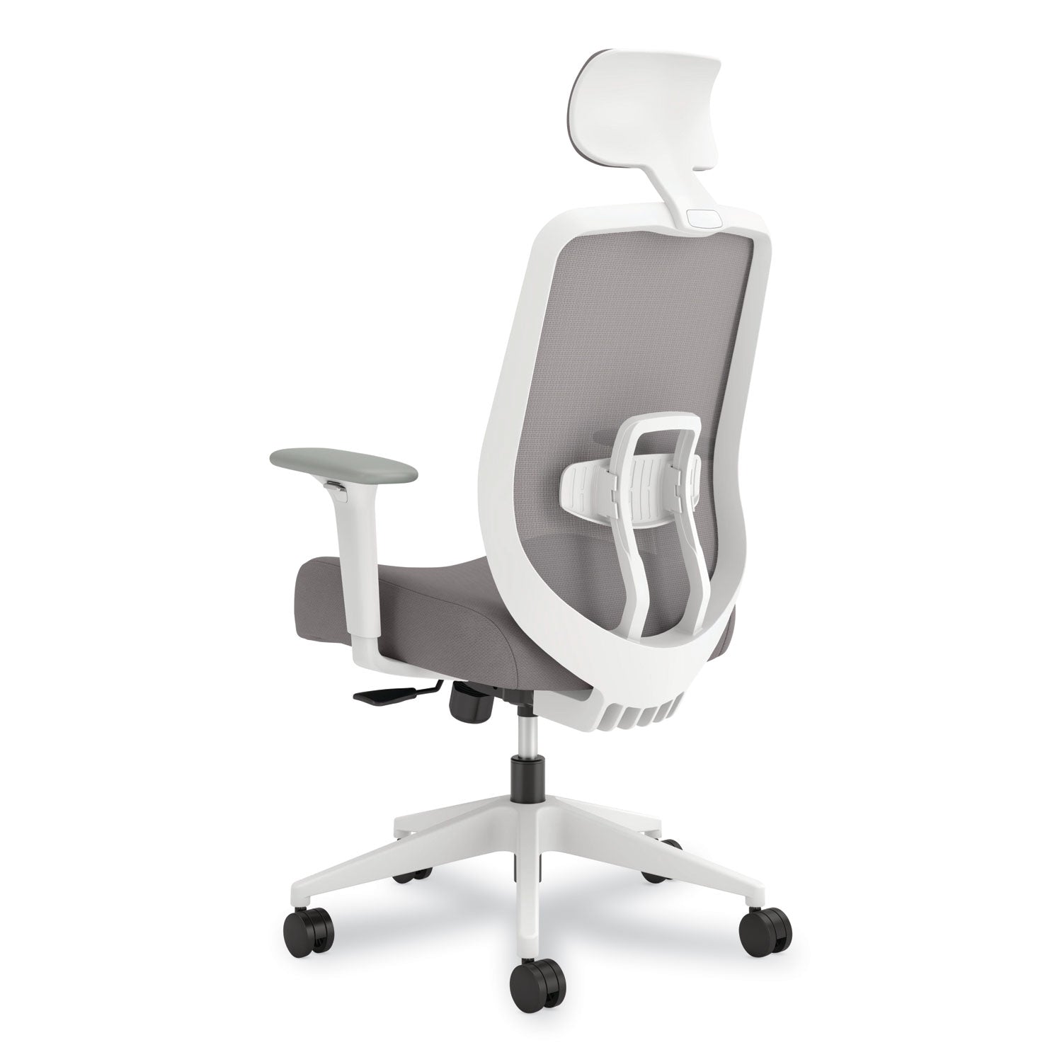 HON Altern Task Chair, Mid Back, Gray Mesh Back, Gray Fabric/Foam Seat, White Frame, Adjustable Armrests, Lumbar Support, Tilt Mechanism, 1 Each