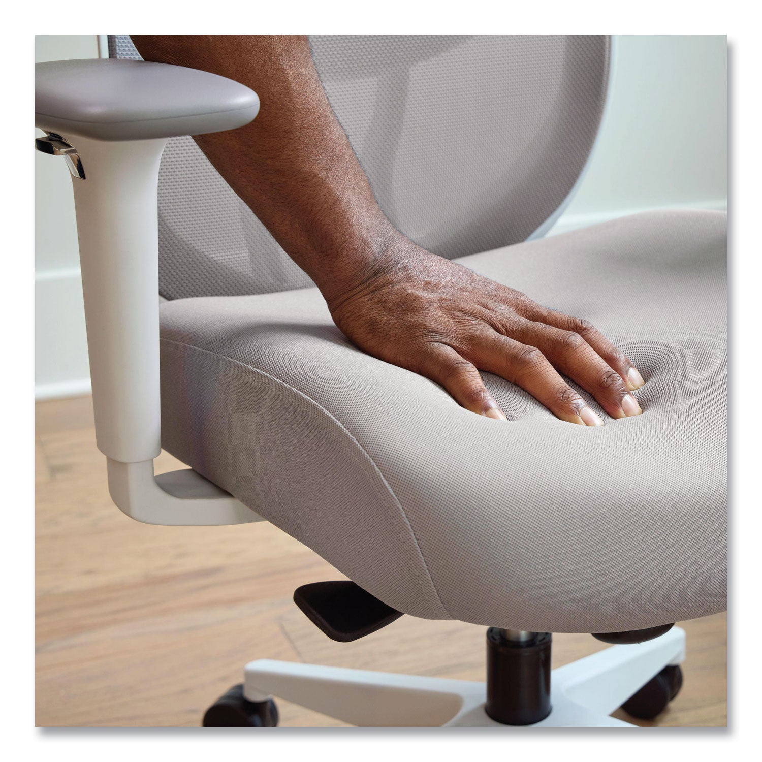 HON Altern Task Chair, Mid Back, Gray Mesh Back, Gray Fabric/Foam Seat, White Frame, Adjustable Armrests, Lumbar Support, Tilt Mechanism, 1 Each