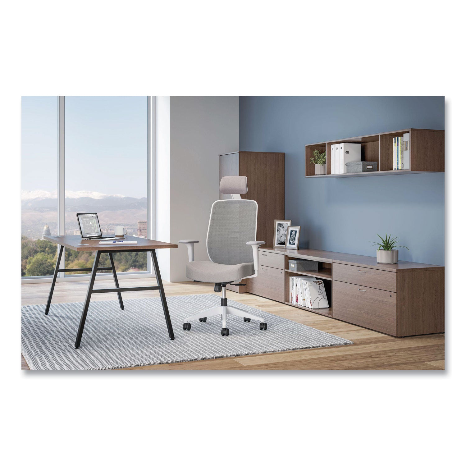 HON Altern Task Chair, Mid Back, Gray Mesh Back, Gray Fabric/Foam Seat, White Frame, Adjustable Armrests, Lumbar Support, Tilt Mechanism, 1 Each