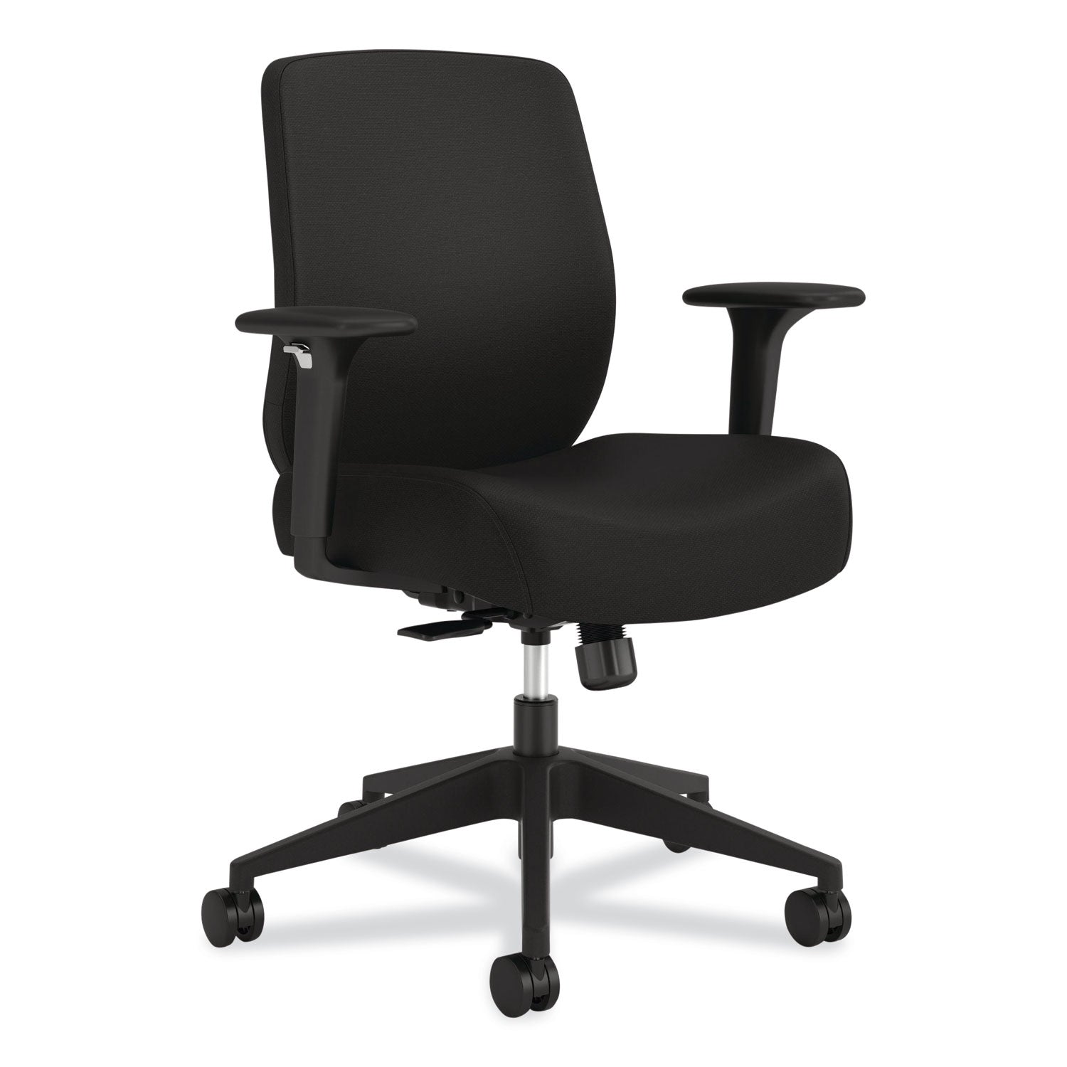 HON Altern Task Chair, Mid Back, Black Frame, Fabric & Foam Seat, Fabric Back, Adjustable Armrests, Ergonomic, Lumbar Support, Tilt Mechanism, 1 Each