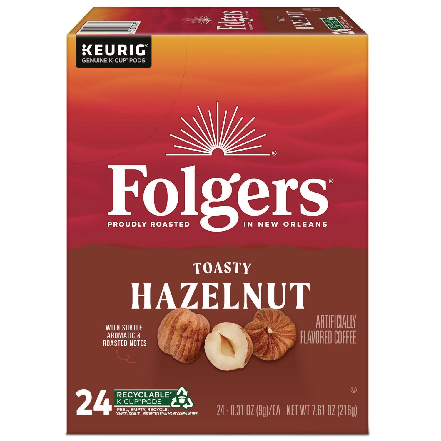 Toasty Hazelnut Coffee K-Cups, 24/Box