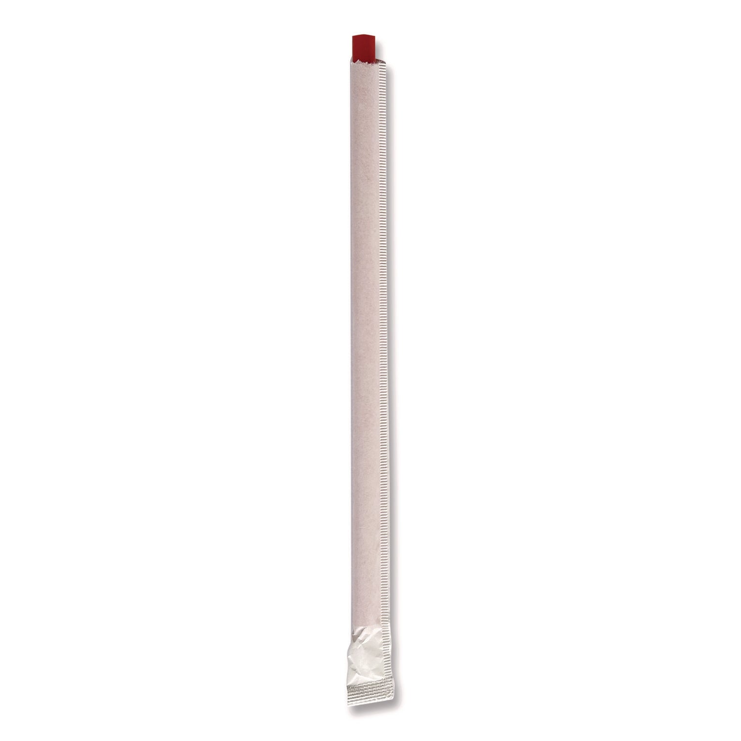 Wrapped Giant Straws, 7.75", Polypropylene, Red, 7,200/Carton