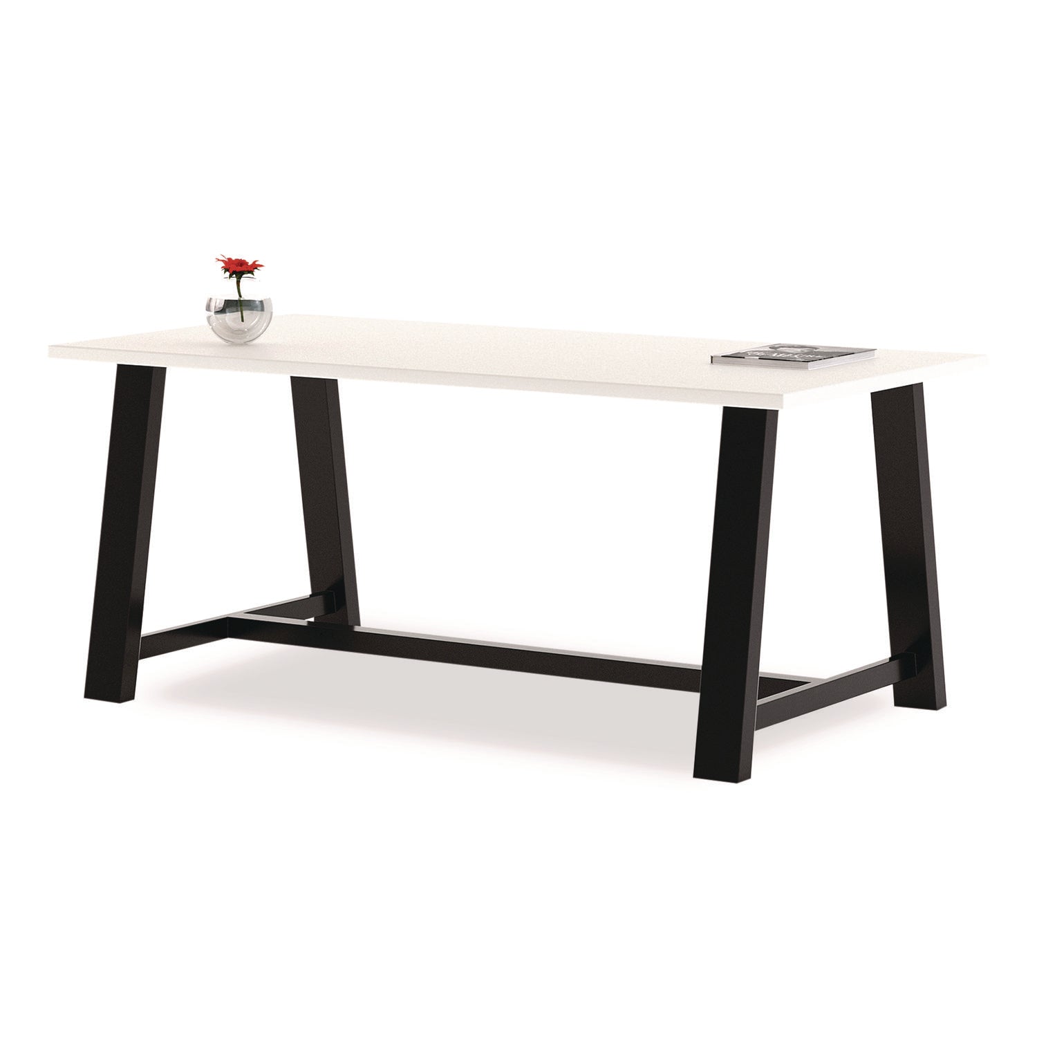 Midtown Dining Table with Four Sky Blue Kool Series Chairs, 36 x 72 x 30, Designer White