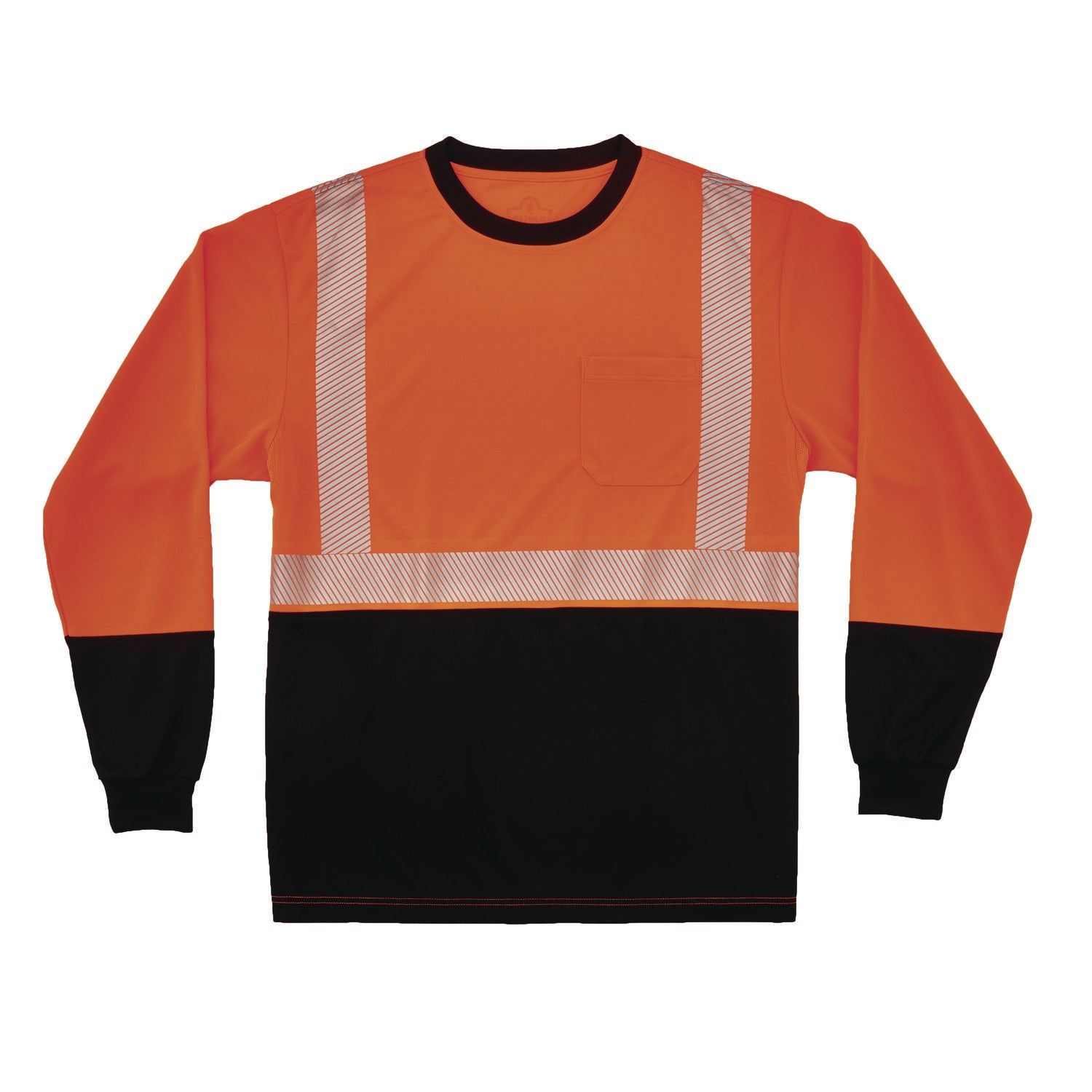 GloWear 8281BK Class 2 Long Sleeve Shirt with Black Bottom, 8X-Large Long, Orange