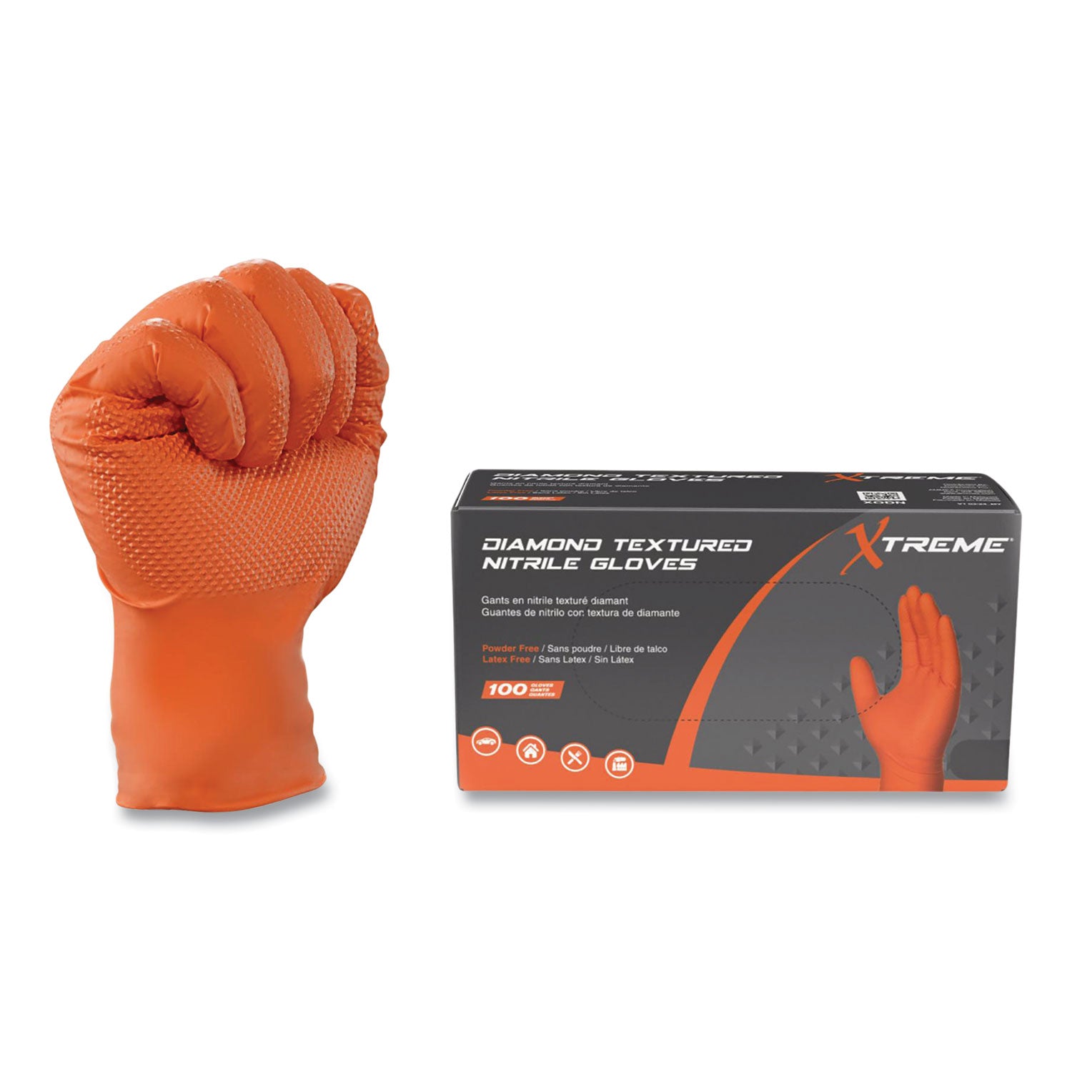DT Nitrile Disposable Gloves, Orange, Medium, 1,000/Carton