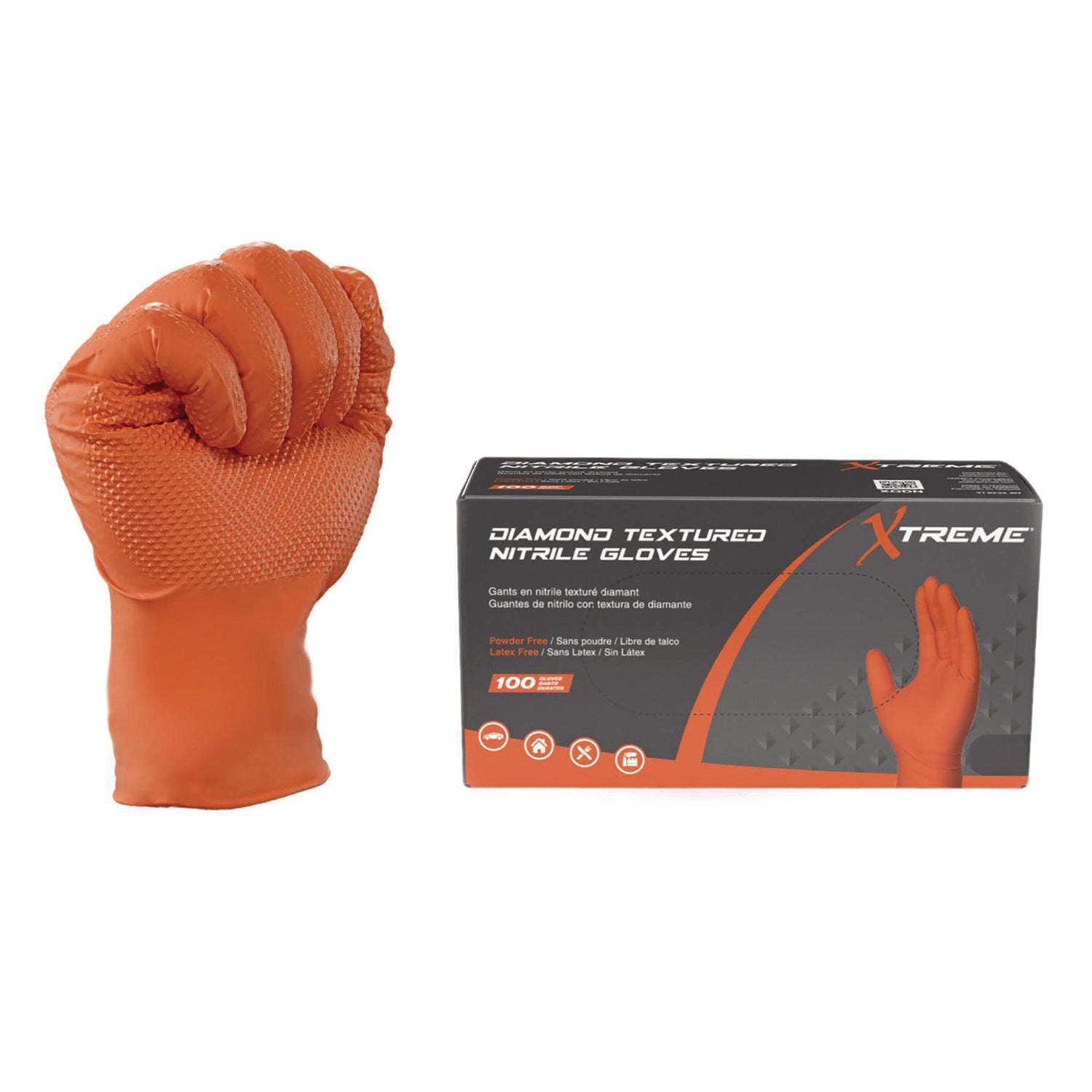 DT Nitrile Disposable Gloves, Orange, Large, 1,000/Carton