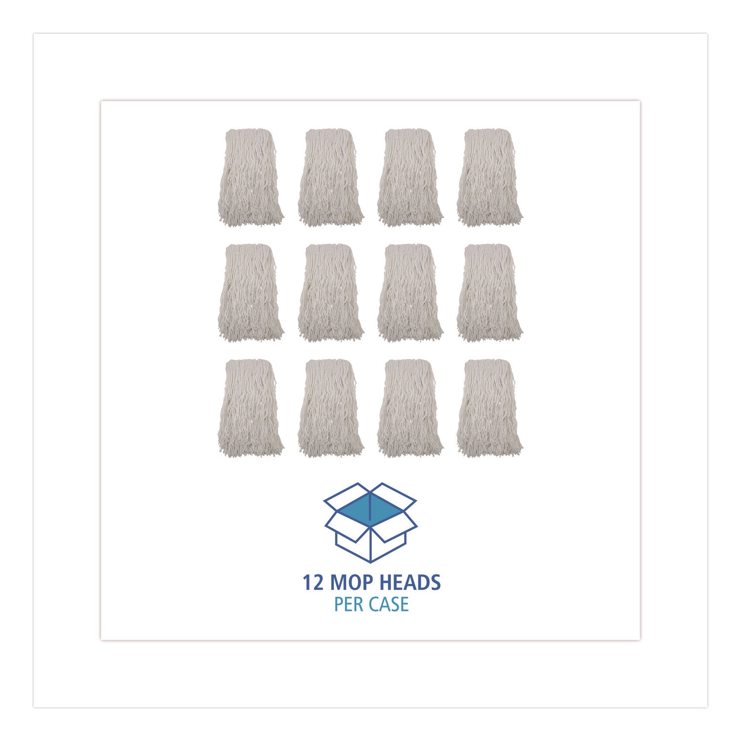 Cut-End Wet Mop Heads, Rayon, White, 12/Carton