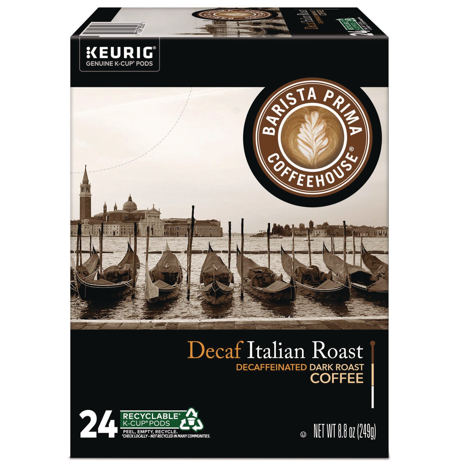 Barista Prima Coffeehouse&reg; K-Cup Italian Roast Coffee - Compatible with Keurig Brewer - Dark - K-Cup - Italian Roast - Decaffeinated - 24 / Box