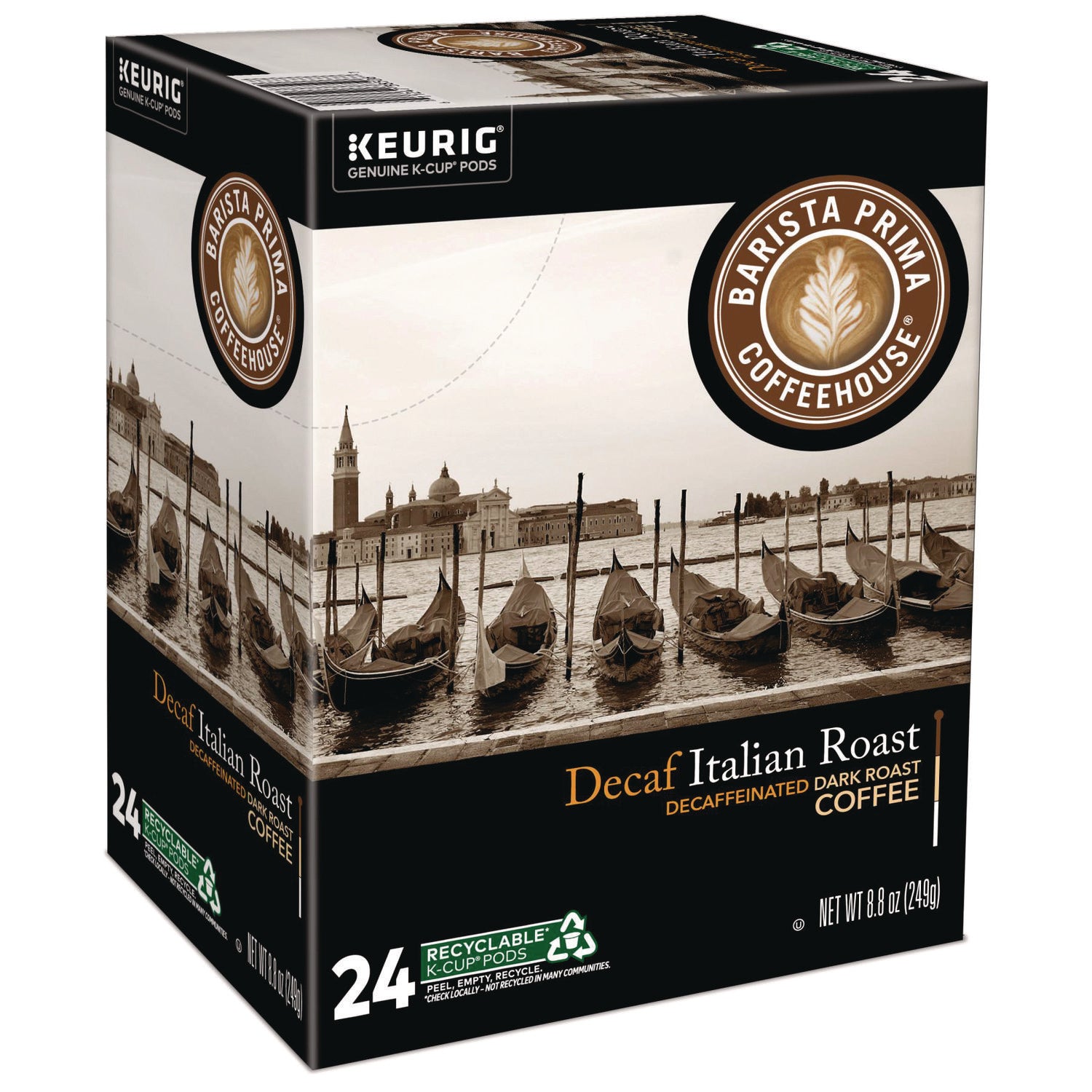 Barista Prima Coffeehouse&reg; K-Cup Italian Roast Coffee - Compatible with Keurig Brewer - Dark - K-Cup - Italian Roast - Decaffeinated - 24 / Box