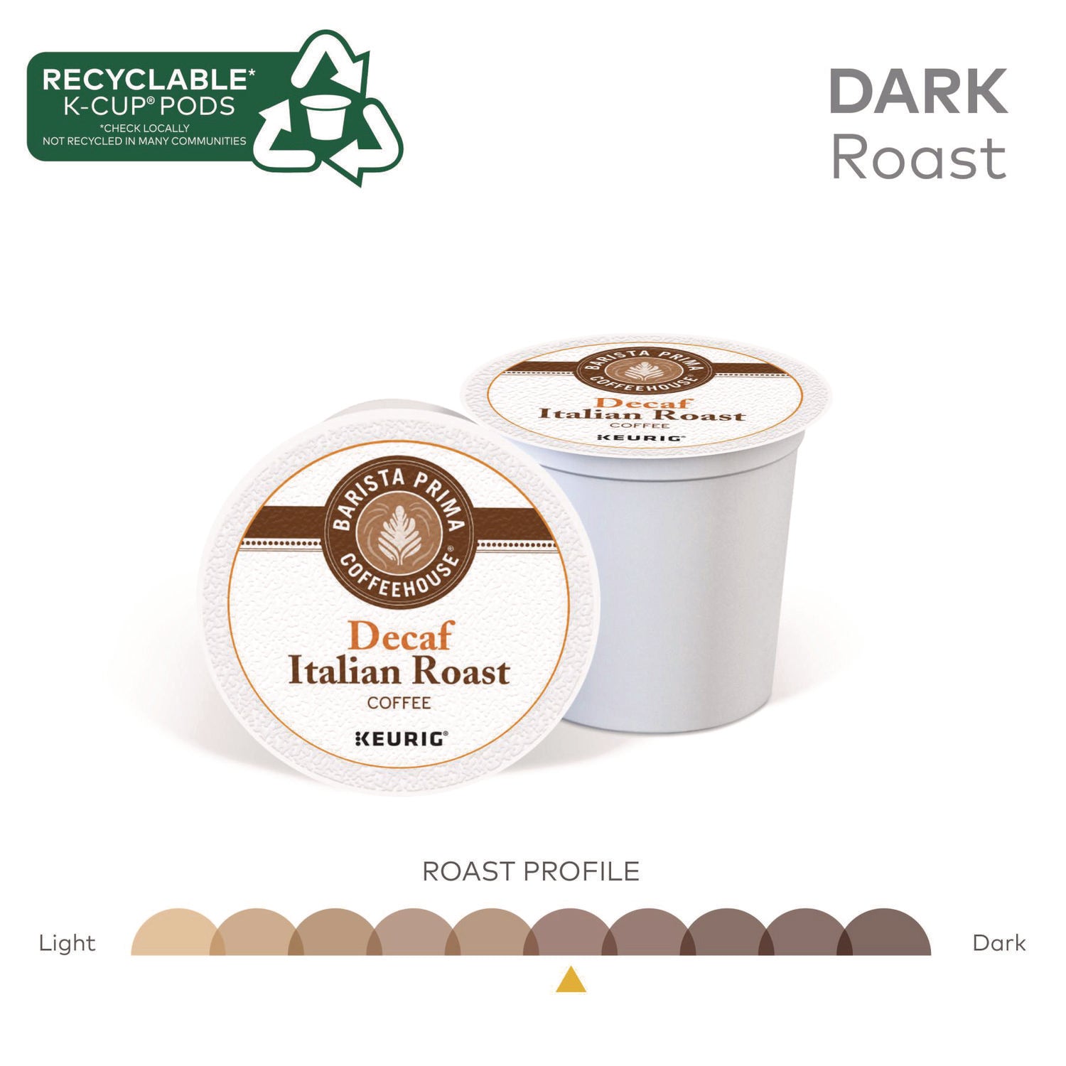 Barista Prima Coffeehouse&reg; K-Cup Italian Roast Coffee - Compatible with Keurig Brewer - Dark - K-Cup - Italian Roast - Decaffeinated - 24 / Box