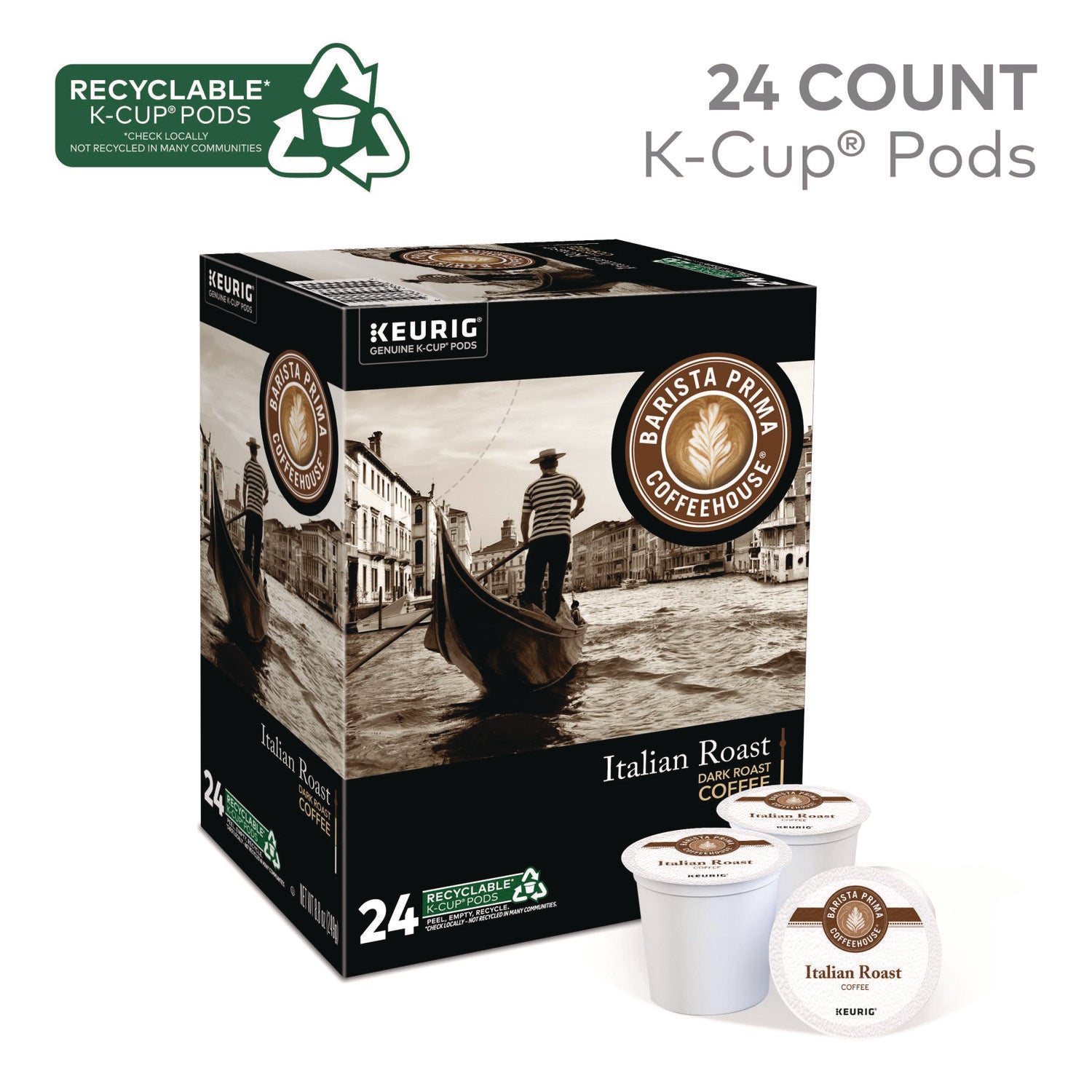 Barista Prima Coffeehouse&reg; K-Cup Italian Roast Coffee - Compatible with Keurig Brewer - French/Dark - K-Cup - 24 / Box