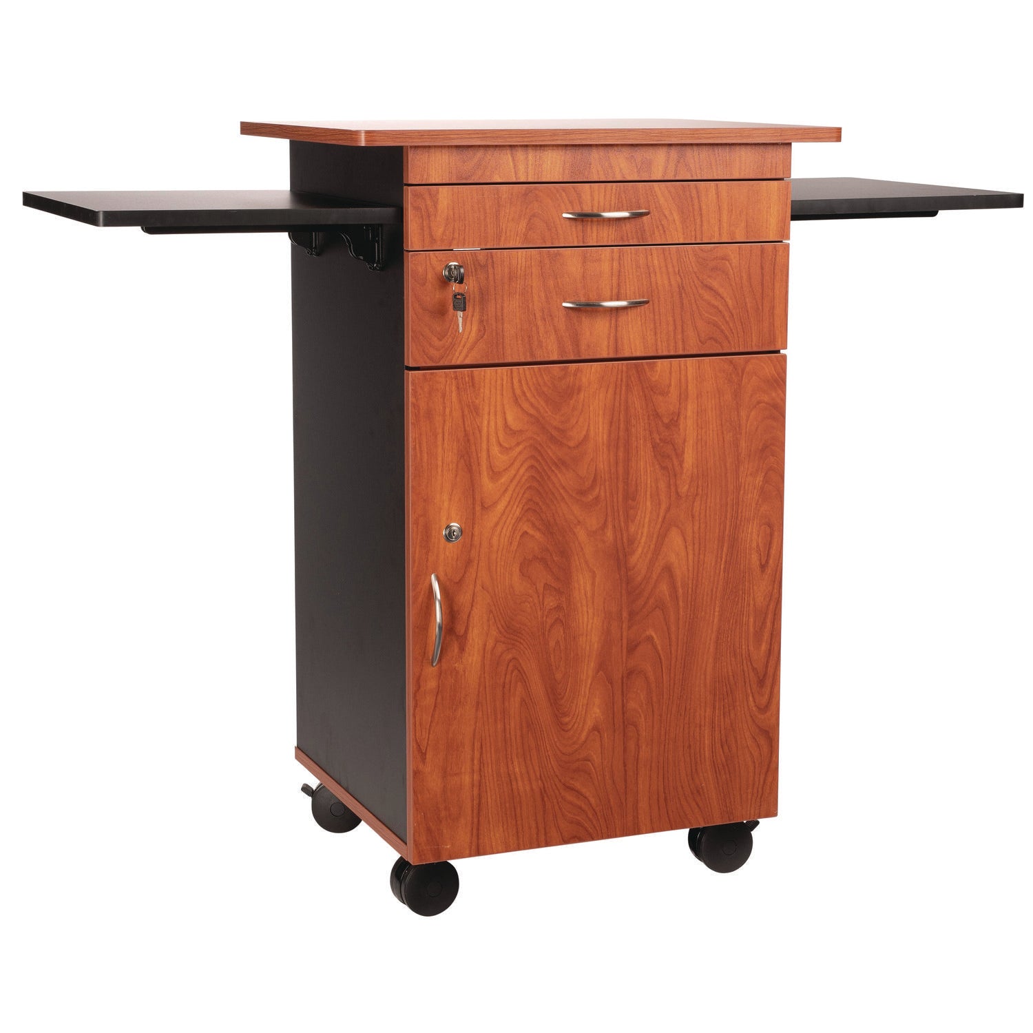 Oklahoma Sound® Multimedia Cart, Surface Color: Wild Cherry, Frame Color: Black