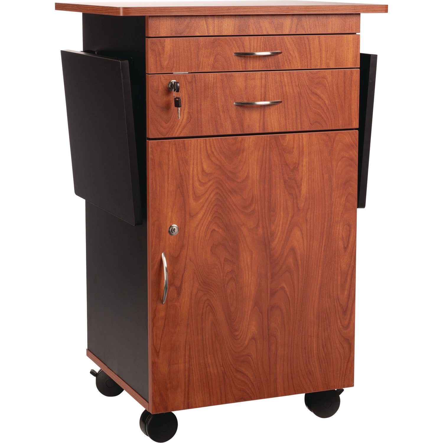 Oklahoma Sound® Multimedia Cart, Surface Color: Wild Cherry, Frame Color: Black