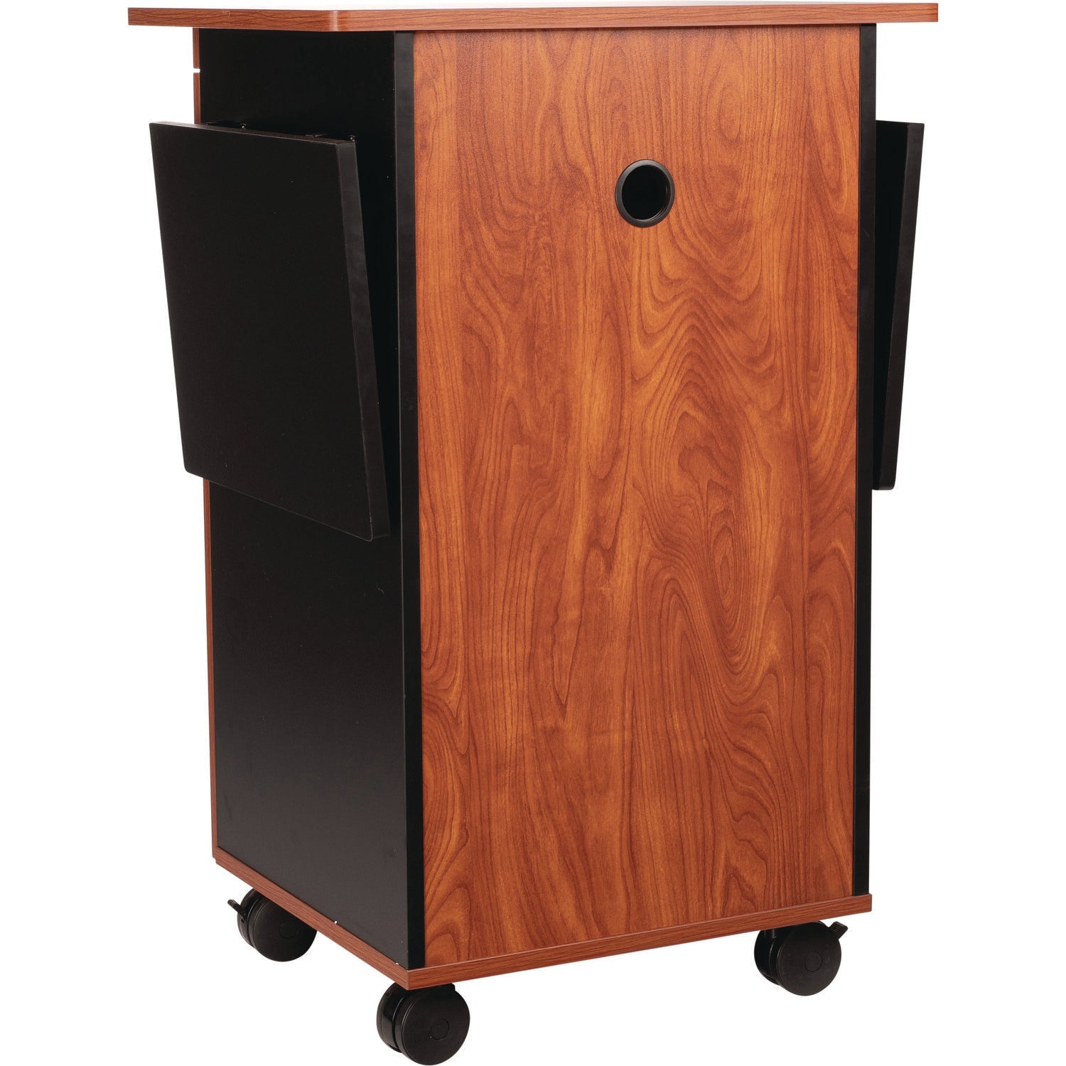 Oklahoma Sound® Multimedia Cart, Surface Color: Wild Cherry, Frame Color: Black