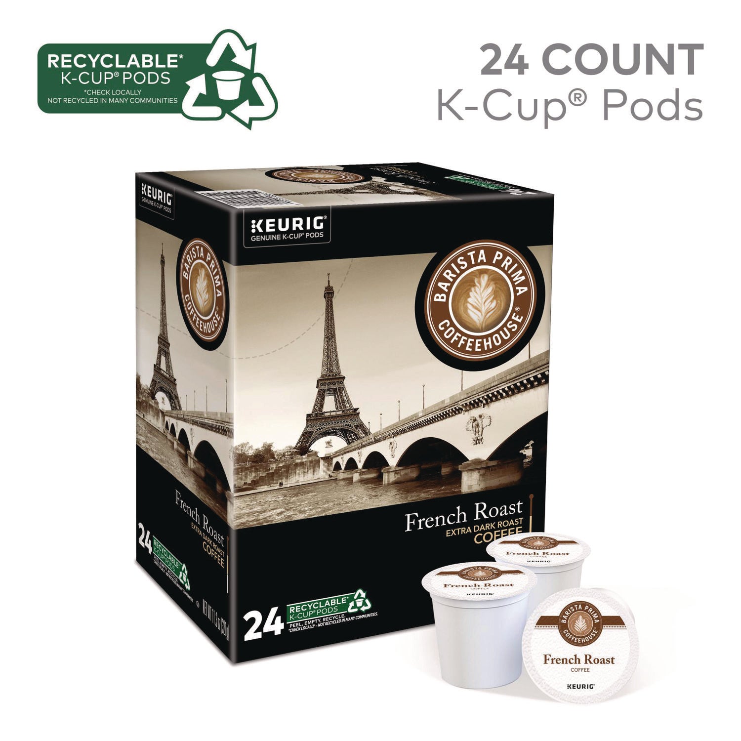 Compatible with Keurig Brewer - Regular - French - K-Cup, Pod - Barista, Arabica - Kosher - 24 / Box