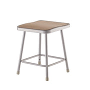 NPS® 18" Heavy Duty Square Seat Steel Stool, Surface Color: Masonite Wood, Frame Color: Grey