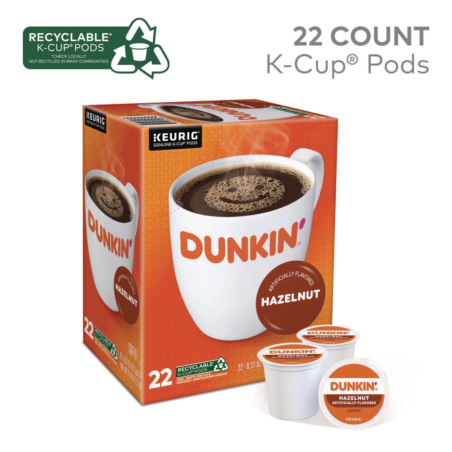 Compatible with Keurig Brewer - Medium - K-Cup - Hazelnut - 22 / Box