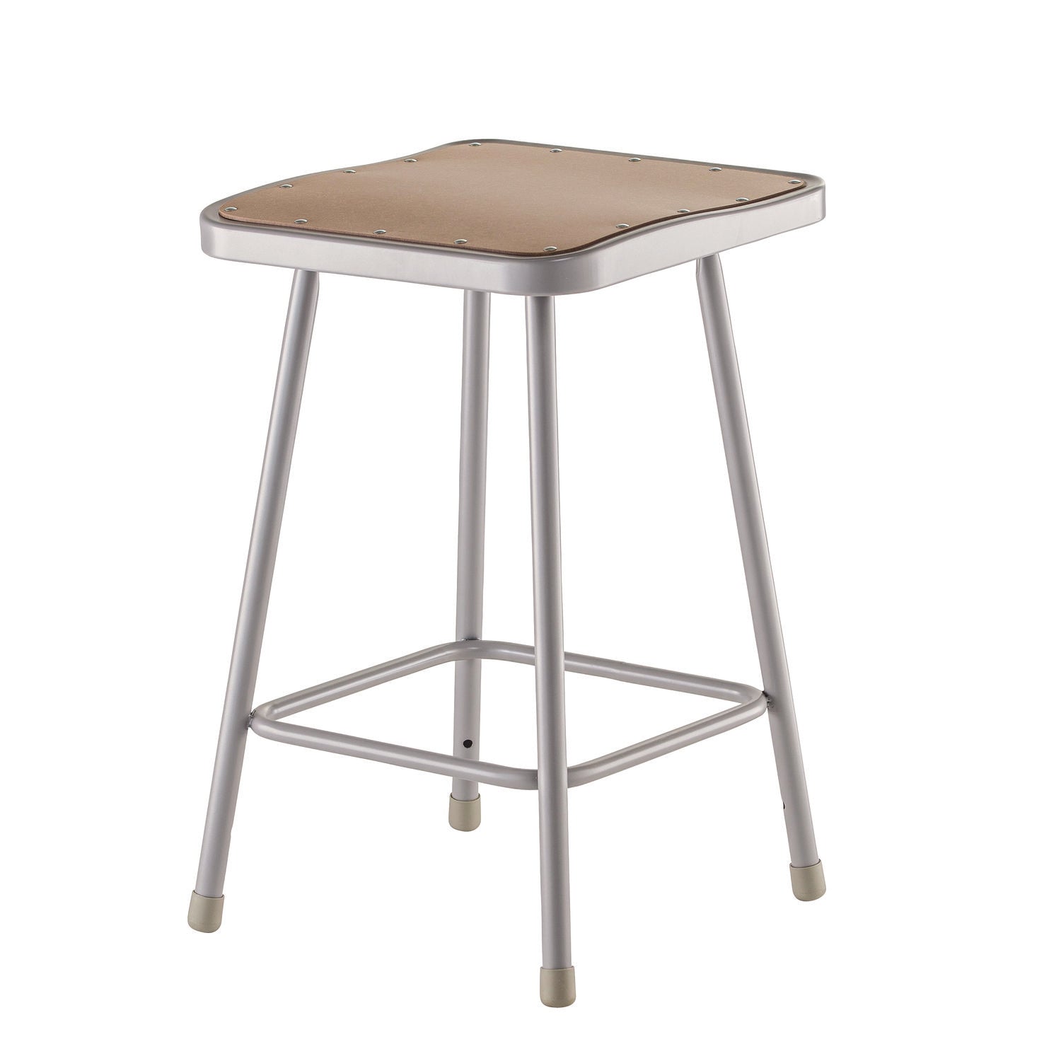 NPS® 24" Heavy Duty Square Seat Steel Stool, Surface Color: Masonite Wood, Frame Color: Grey