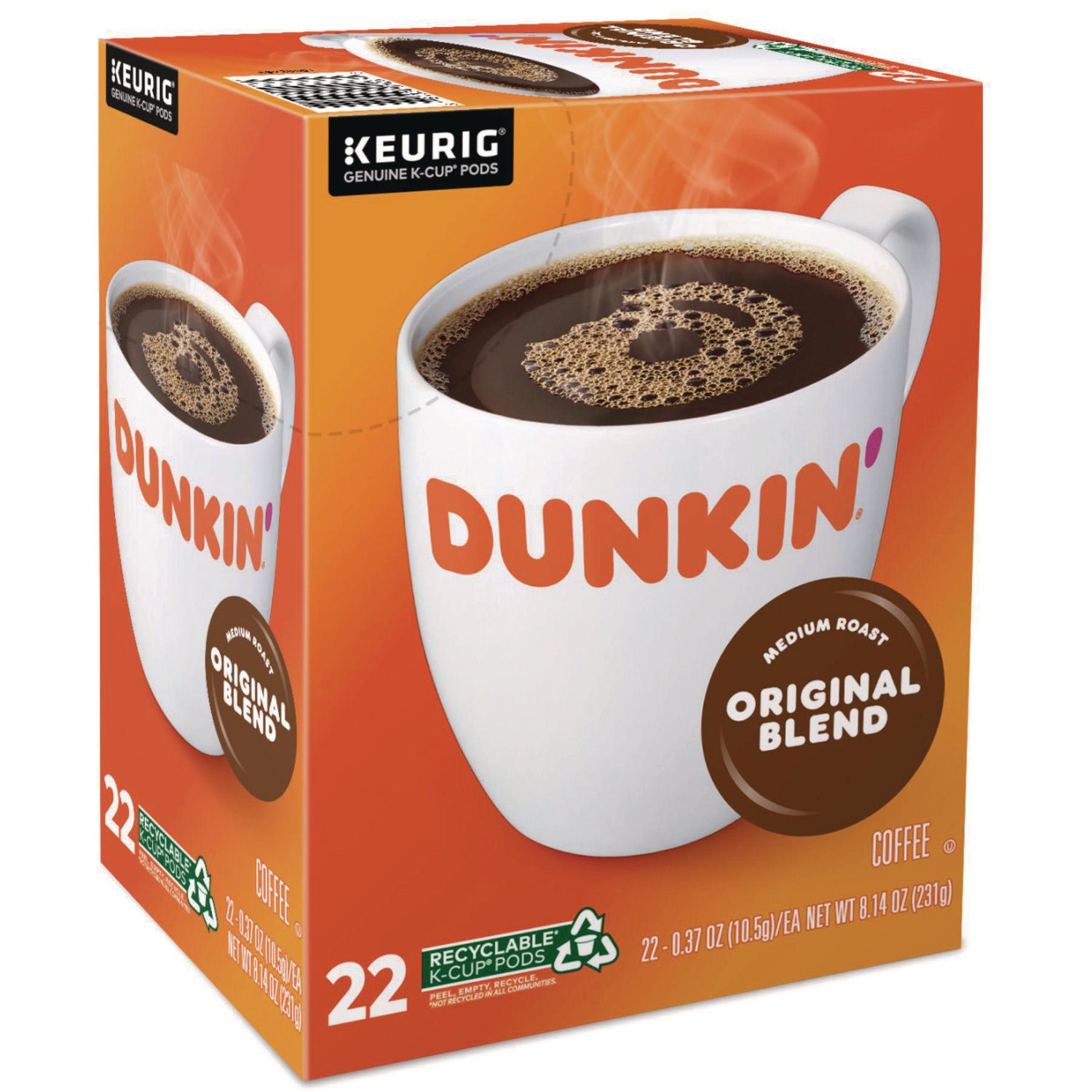 K-Cup Pods, Dunkin Regular, 88/Carton