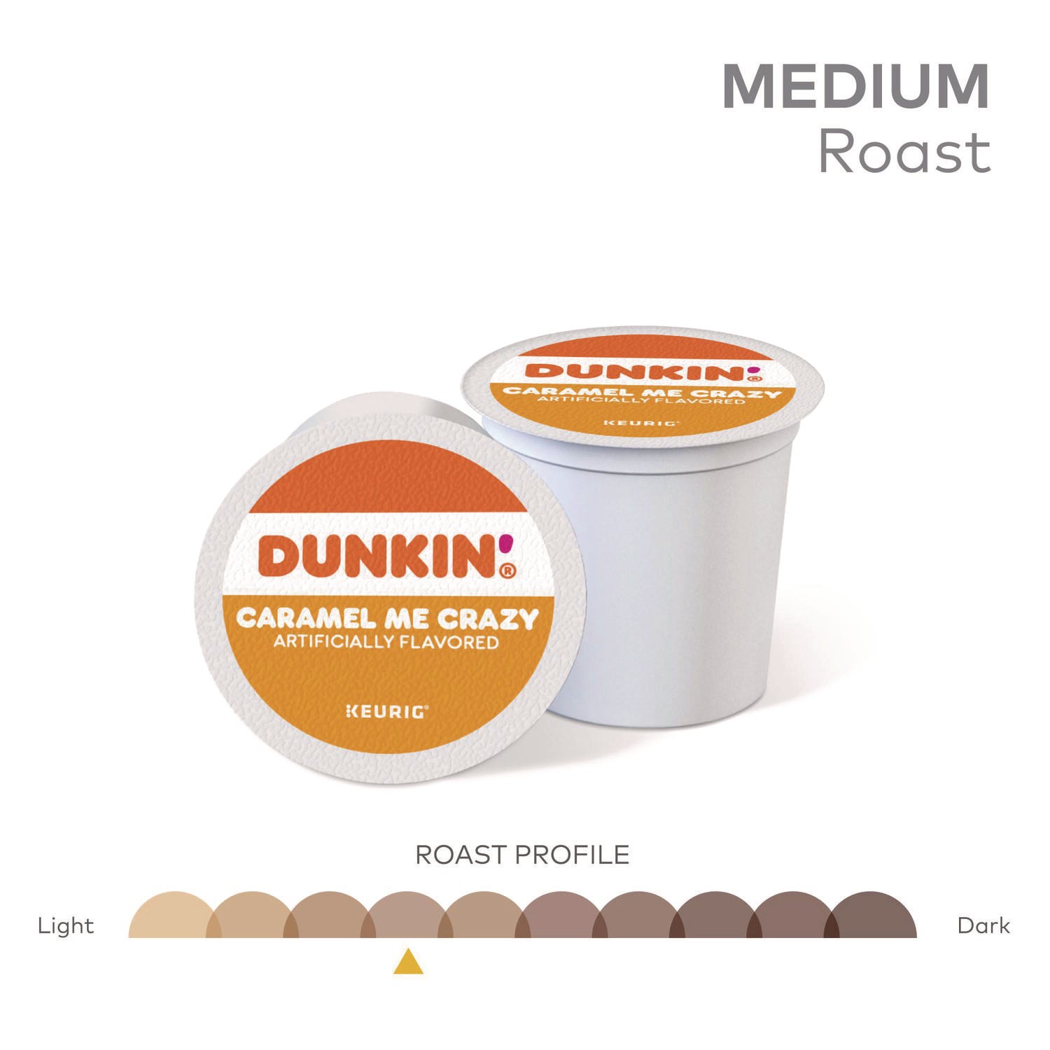 Dunkin' Caramel Me Crazy Coffee, Medium Roast, 22 K-Cup Pods, Kosher, Compatible with Keurig Brewers