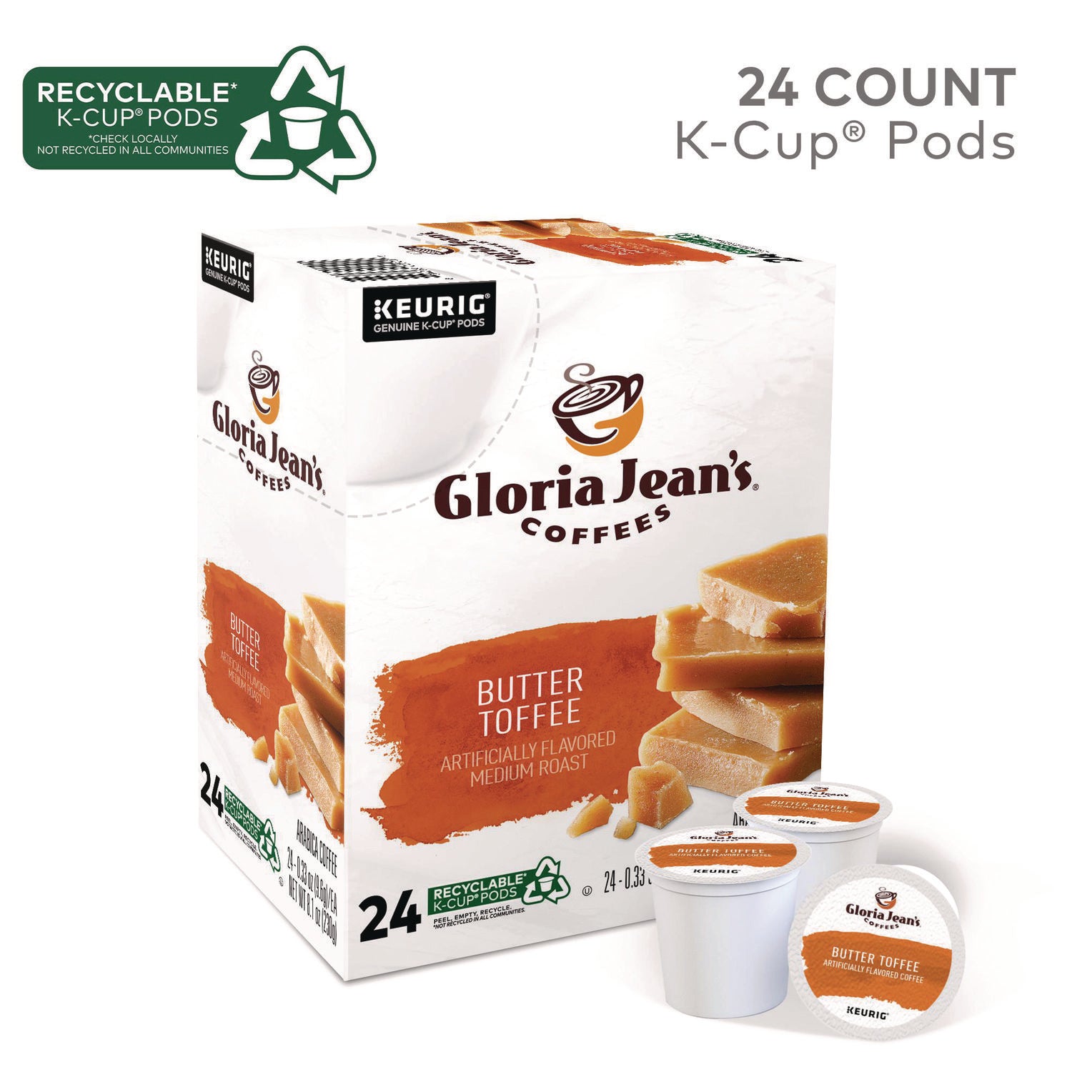 Compatible with Keurig Brewer - Regular - Medium - K-Cup, Pod - Butter - Kosher - 24 / Box