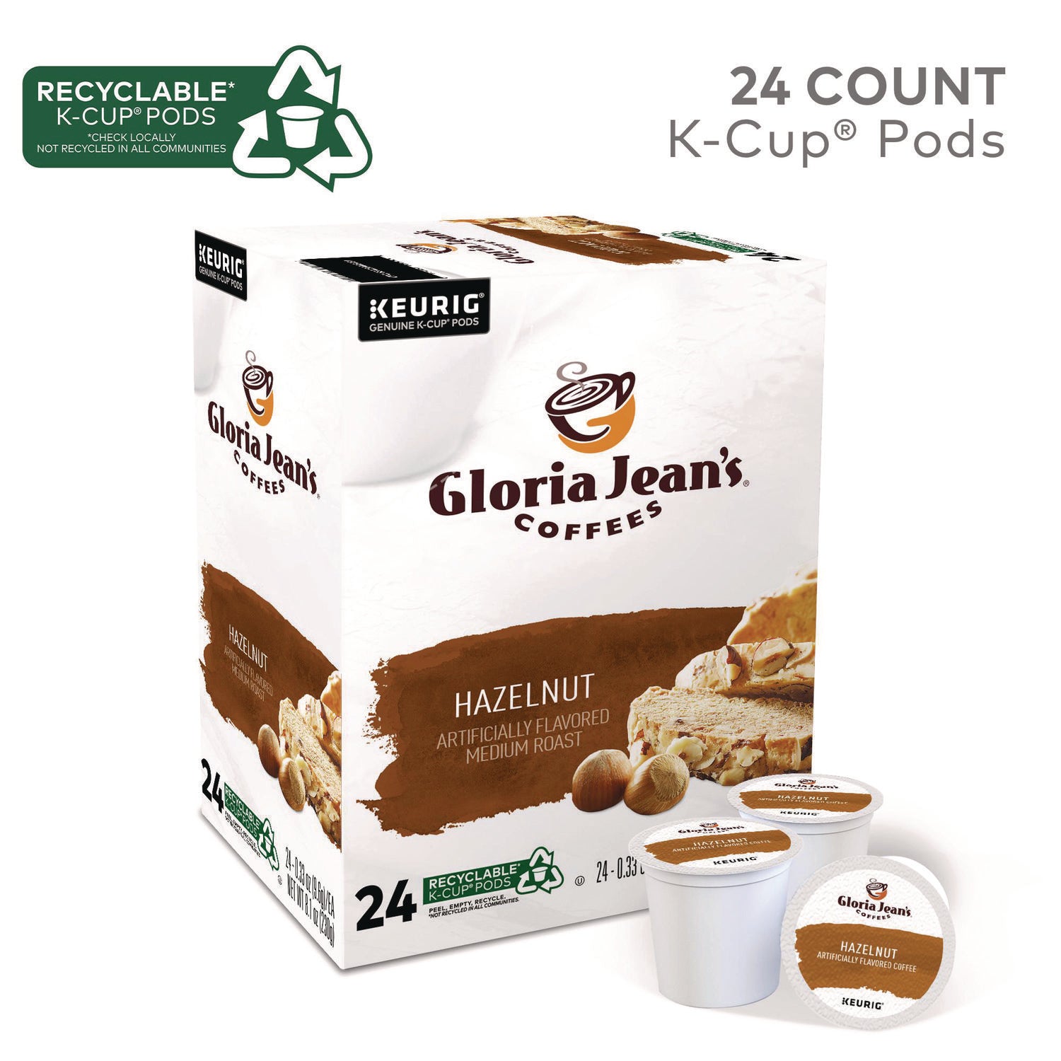Compatible with Keurig Brewer - Regular - Medium - K-Cup, Pod - Hazelnut - Kosher - 24 / Box