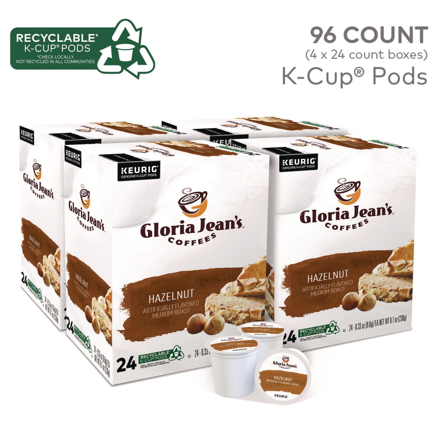 Hazelnut Coffee K-Cups, 96/carton